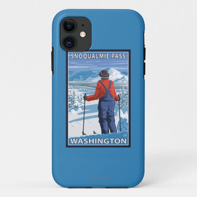 Skifahrer-Bewundern - Snoqualmie Durchlauf, Case-Mate iPhone Hülle (Rückseite)