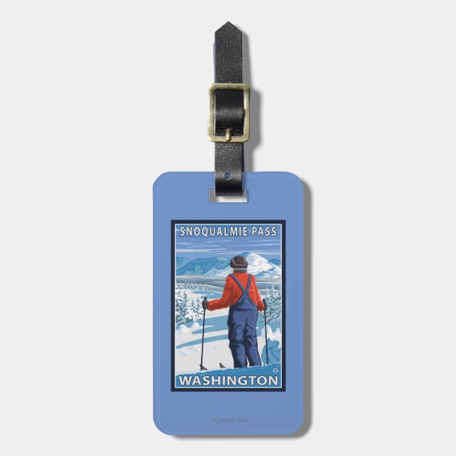 Skifahrer-Bewundern - Snoqualmie Durchlauf, Gepäckanhänger (Vorderseite vertikal)