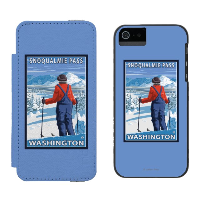 Skifahrer-Bewundern - Snoqualmie Durchlauf, Incipio iPhone Geldbeutel-Hülle (Seite an Seite)