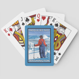 Skifahrer-Bewundern - Snoqualmie Durchlauf, Spielkarten