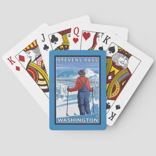 Skifahrer-Bewundern - Stevens-Durchlauf, Spielkarten (Rückseite)