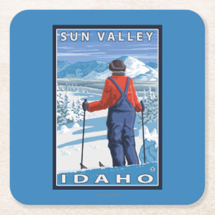 Skifahrer-Bewundern - Sun Valley, Idaho Rechteckiger Pappuntersetzer