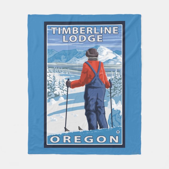 Skifahrer-Bewundern - Timberline-Häuschen, Oregon Fleecedecke (Vorderseite)