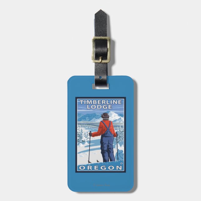 Skifahrer-Bewundern - Timberline-Häuschen, Oregon Gepäckanhänger (Vorderseite vertikal)