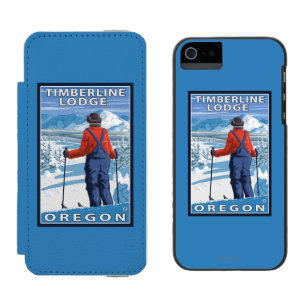 Skifahrer-Bewundern - Timberline-Häuschen, Oregon Incipio Watson™ iPhone 5 Geldbörsen Hülle