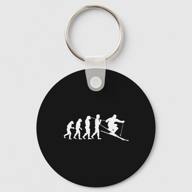 Skifahrer Evolution Ski Skifahren Geschenk Winters Schlüsselanhänger (Vorderseite)