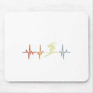 Skifahrer Herzschlag Vintage Skifahren Liebhaber E Mousepad