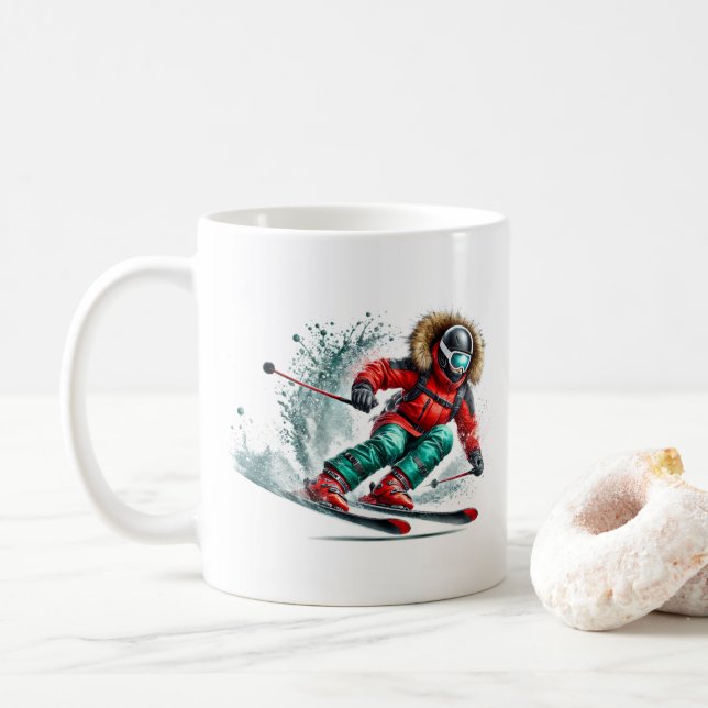 Skifahrer  kaffeetasse (Mit Donut)