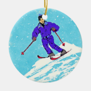 SKIFAHRER KERAMIK ORNAMENT