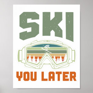 Skifahrer Lustig Skifahren Sie Später Winter Skifa Poster