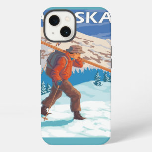 Skifahrer mit Schneeskiern - Vintage Reise 3 iPhone Hülle
