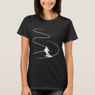 Skifahrer mit Spuren in tiefem Pulverschnee Freeri T-Shirt