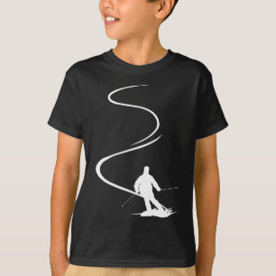 Skifahrer mit Spuren in tiefem Pulverschnee Freeri T-Shirt