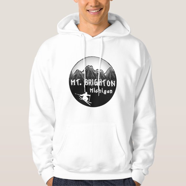 Skifahrer Mt. Brighton Michigan Hoodie (Vorderseite)