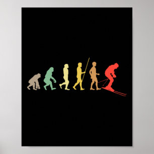Skifahrer Retro Skifahren Ski Abfahrt Wintersport Poster