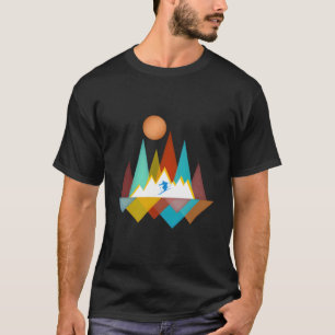 Skifahrer Schnee Skifahren Outdoor Berge Wald Natu T-Shirt