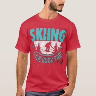 Skifahrer Schneeberg Retro Skibekleidung T-Shirt