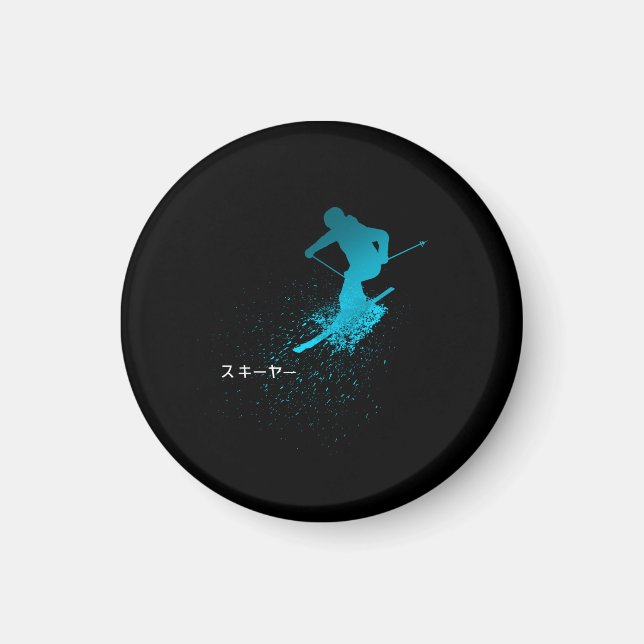 Skifahrer, Ski, Japanisch Magnet (Vorne)