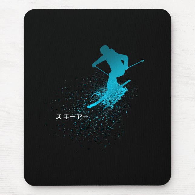 Skifahrer, Ski, Japanisch Mousepad (Vorne)