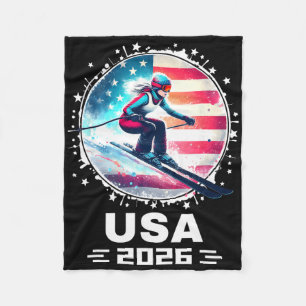 Skifahrer Ski USA Team 2026 Skifahren Amerikanisch Fleecedecke