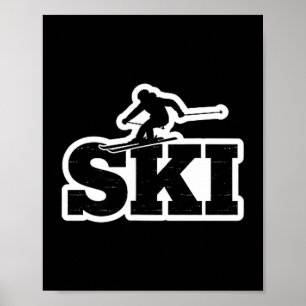Skifahrer Skifahren Urlaub Liebhaber Wintersport Poster