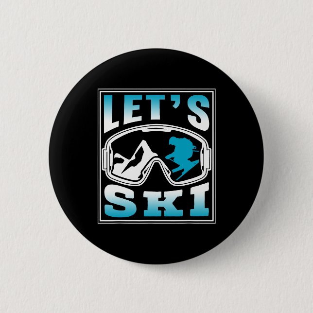 Skifahrer Skifahren Wintersportler Button (Vorderseite)
