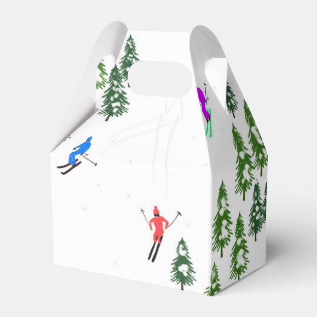 Skifahrer SkiIllustration Skifahren Weihnachten We Geschenkschachtel (Rückseite)