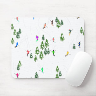 Skifahrer SkiIllustration Skifahren Weihnachten We Mousepad