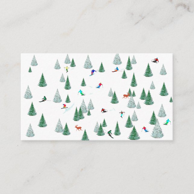 Skifahrer Skipiste Abfahrt Skiausrüstung Skipass Begleitkarte (Vorderseite)