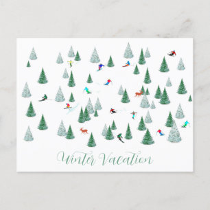 Skifahrer - Skiwinterurlaub Personalisiert Feiertagspostkarte