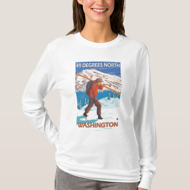 Skifahrer-tragende Schnee-Skis - 49 Grad Nord, T-Shirt (Vorderseite)