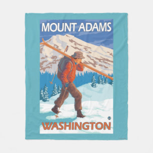 Skifahrer-tragende Schnee-Skis - Berg Adams, WA Fleecedecke