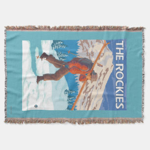 Skifahrer-tragende Schnee-Skis - die Rockies Decke