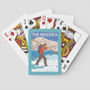 Skifahrer-tragende Schnee-Skis - die Rockies Spielkarten