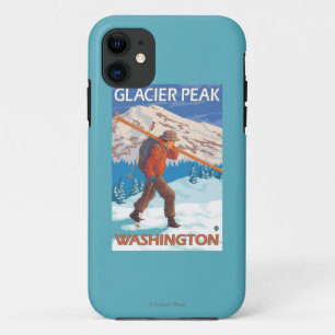 Skifahrer-tragende Schnee-Skis - Gletscher-Spitze, Case-Mate iPhone Hülle