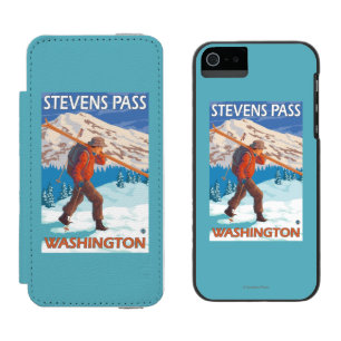 Skifahrer-tragende Schnee-Skis - Incipio Watson™ iPhone 5 Geldbörsen Hülle