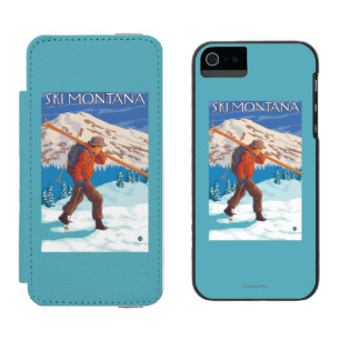 Skifahrer-tragende Schnee-Skis - Montana Incipio Watson™ iPhone 5 Geldbörsen Hülle