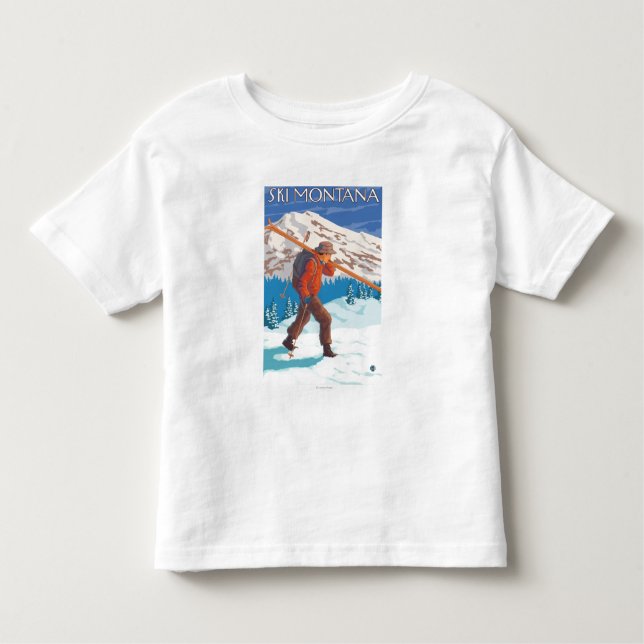 Skifahrer-tragende Schnee-Skis - Montana Kleinkind T-shirt (Vorderseite)