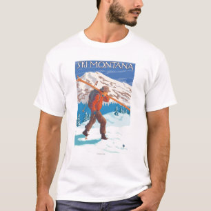 Skifahrer-tragende Schnee-Skis - Montana T-Shirt