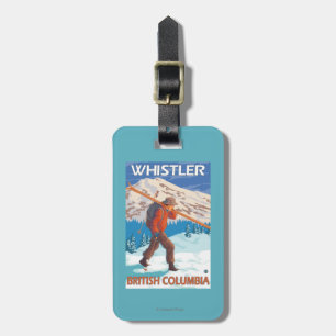 Skifahrer-tragende Schnee-Skis - Pfeifer, BC Gepäckanhänger