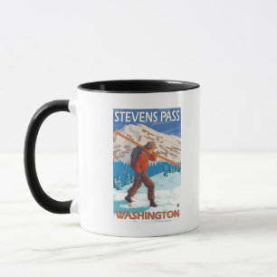 Skifahrer-tragende Schnee-Skis - Tasse
