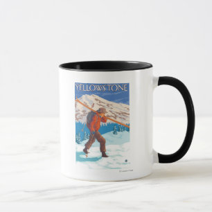 Skifahrer-tragende Schnee-Skis - Tasse