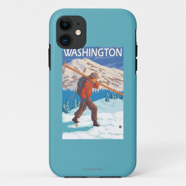 Skifahrer-tragende Schnee-Skis - Washington Case-Mate iPhone Hülle (Rückseite)