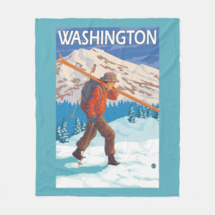 Skifahrer-tragende Schnee-Skis - Washington Fleecedecke