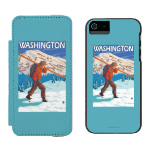 Skifahrer-tragende Schnee-Skis - Washington Incipio Watson™ iPhone 5 Geldbörsen Hülle