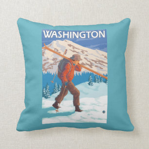 Skifahrer-tragende Schnee-Skis - Washington Kissen