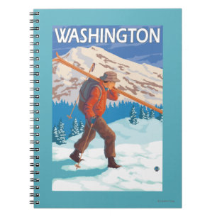 Skifahrer-tragende Schnee-Skis - Washington Notizblock