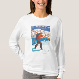 Skifahrer-tragende Schnee-Skis - Wyoming T-Shirt