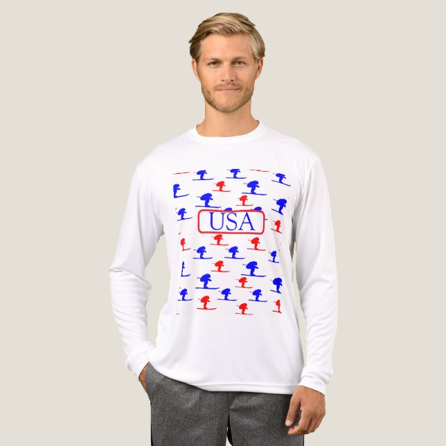 Skifahrer Tri-Blend Shirt (Vorderseite komplett)