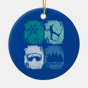 Skifahrer Wintersport Keramik Ornament